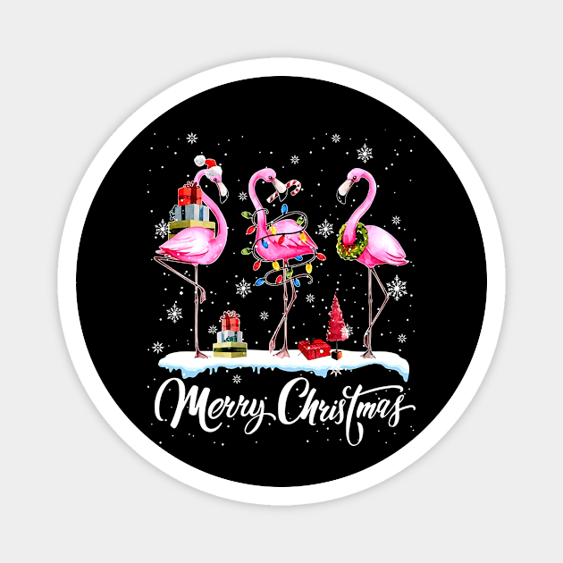 Merry Christmas Flamingo Magnet by Gadsengarland.Art